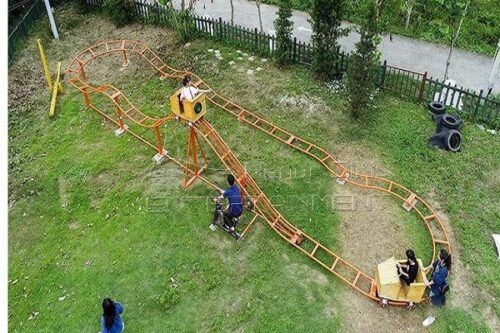 Pit car roller coaster amusement ride in Dinis