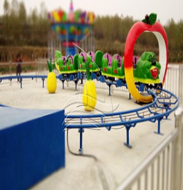 Amusement park wacky worm roller coaster.