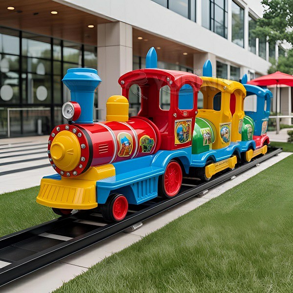 Party train running on the lawn