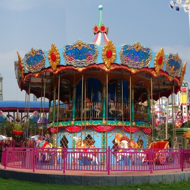 68 seat theme park double decker carousel